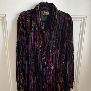 Bob Mackie vintage velvet women’s button down shirt
